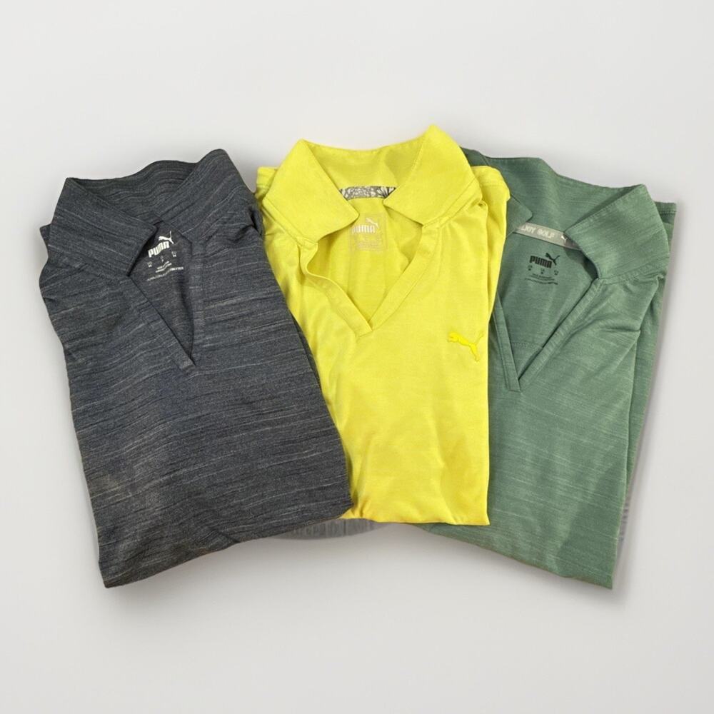 Set Of 3 Puma Women’s M Short Sleeve Golf Shirts - Moorhead Country Club Logo